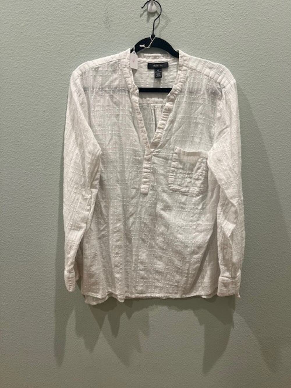 Style & Co Mock Neck Long Sleeve White Blouse Women's Size XL